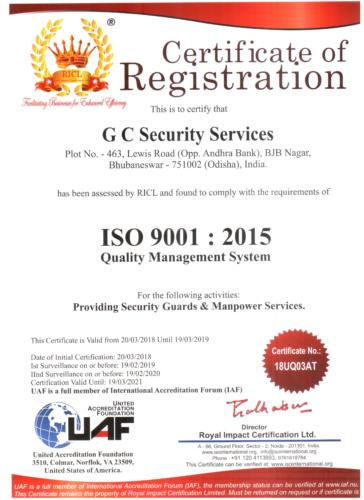 ISO CERTIFICATE 2018